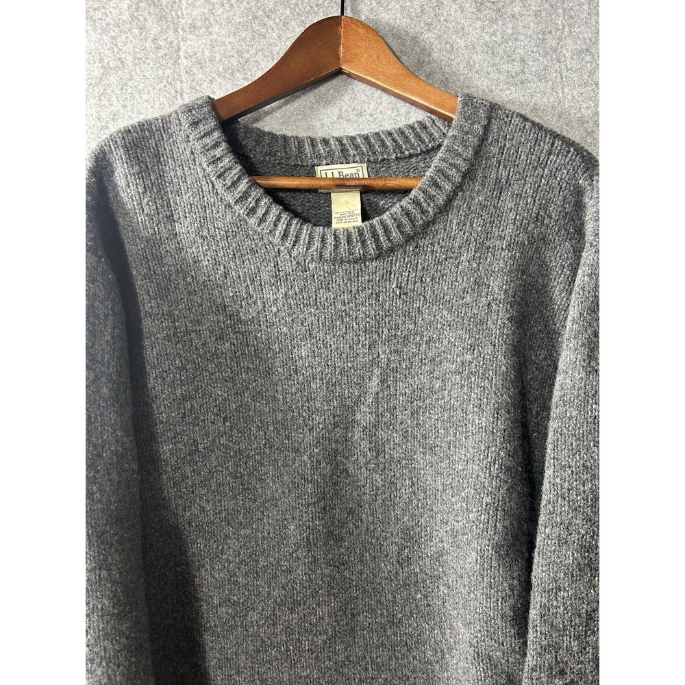 L.L.Bean Men's XXL 100% Lambswool Gray Crewneck Sweater 509750 Wool Knit Jordan